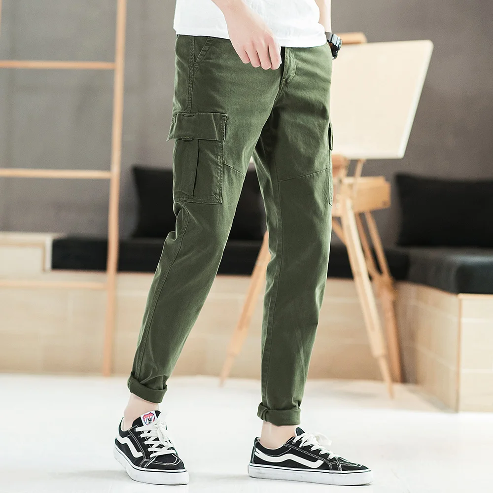 

Casual Style Cargo Pants Mens Multi-Pocket Military Large size Pants Men Outwear Army Straight slacks Long Tactical Trousers F77