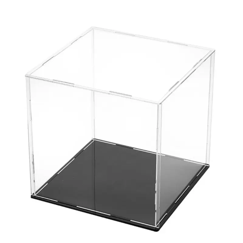

Clear Acrylic Showcase Dustproof Black Base Model Toy Display Case Action Figures Collectibles Countertop Box P15C