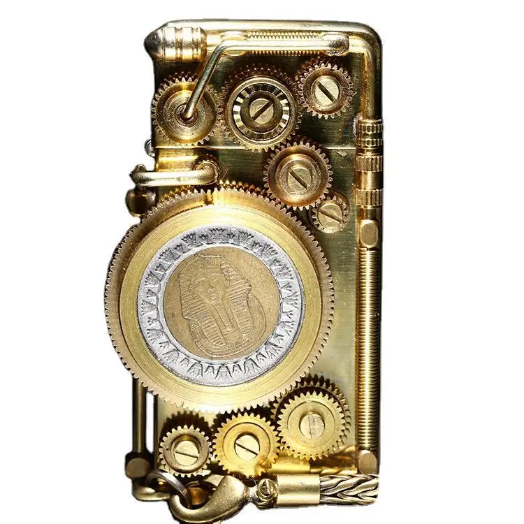 

Egyptian Pharaon 1 pound real coin nine gear linkage kerosene lighter