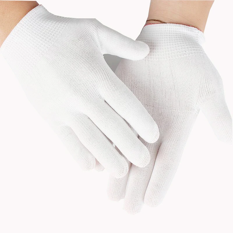 

High 12/24pcs Thin Nylon Labor Gloves Knitted Outdoor Garden Work Wear-resistant Non-slip Protective Gloves UEJ