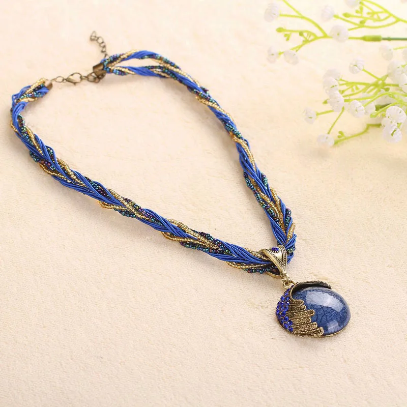 Ожерелья с подвеской из натурального камня золотого цвета металлическим