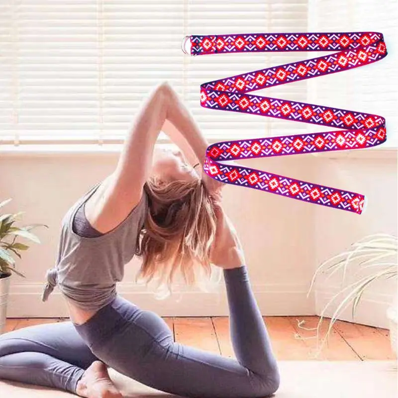 

Yoga Exercise Stretching Belt Colorful Geometric Printed Sport Resistance Band Fitness Rope