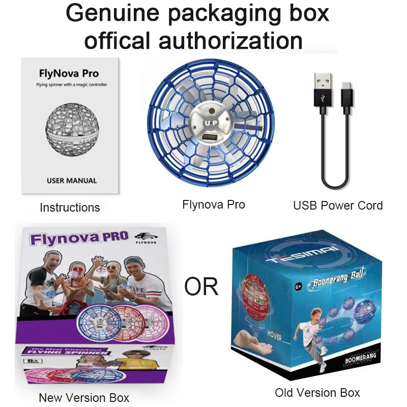 Flynova-Mini OVNI con luz para ni&ntilde;os, juguete volador giratorio de bola giratoria de 360 &deg;, helic&oacute;ptero controlado a mano, ORIGINAL-3