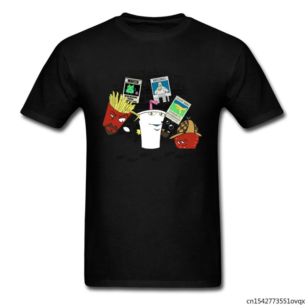 

Old School Detectives Novelty Cartoon Design Men Grey T-shirt French Fries and Coke Print Short Sleeve Unisex Tee