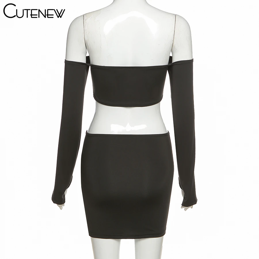 

Cuetenew Sexy Hollow Out Strapless Mini Dress For Women 2021 Off Shoulder Casual Streetwear Spring Female Wild Elastic Clothing