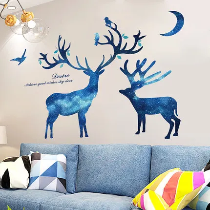3D настенные наклейки Звездный олень картины для гостиной диван фон украшения