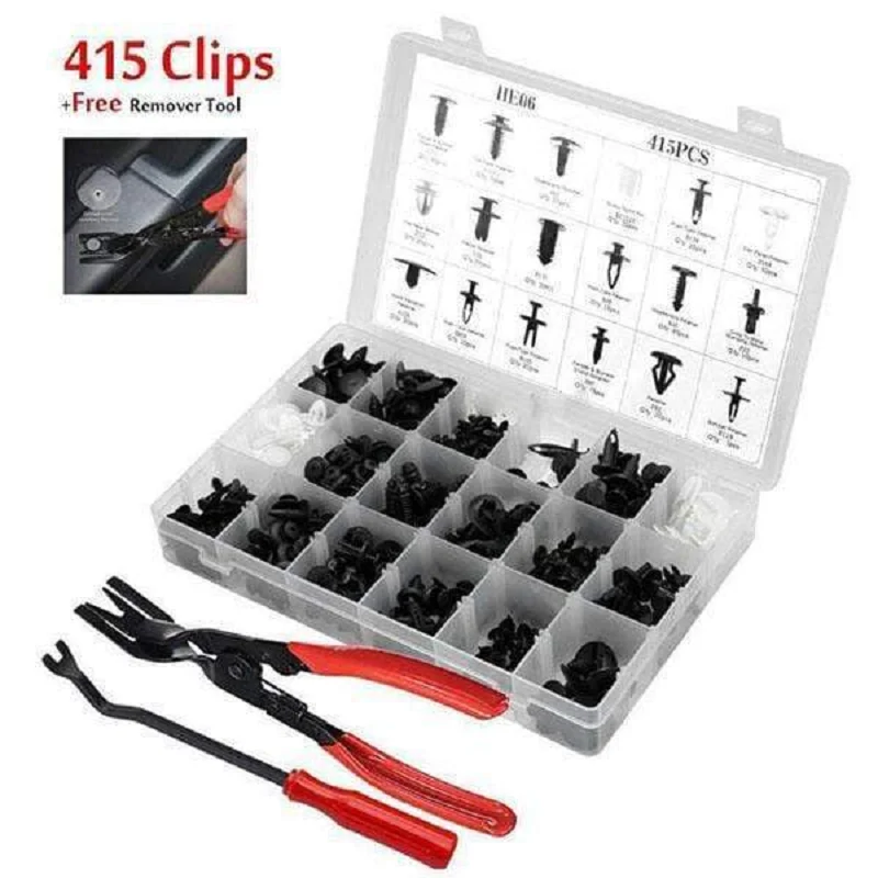

415 PCS Auto Fastener Series Car Automatic Push Pin Clips Door Panel Bumper Fasteners High Quality Car Repair Combination Suit
