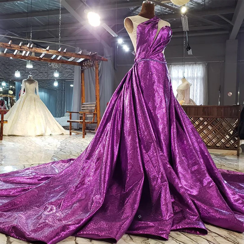 AIJINGYU Fat Size 2021 Guangzhou Train Italian Fashion New Gownes Long Purple Evening Dress