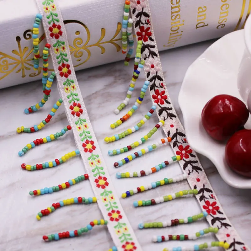 Savica 1 м/лот кружевной бисер кисточки отделка ленты ткань лента этнический стиль