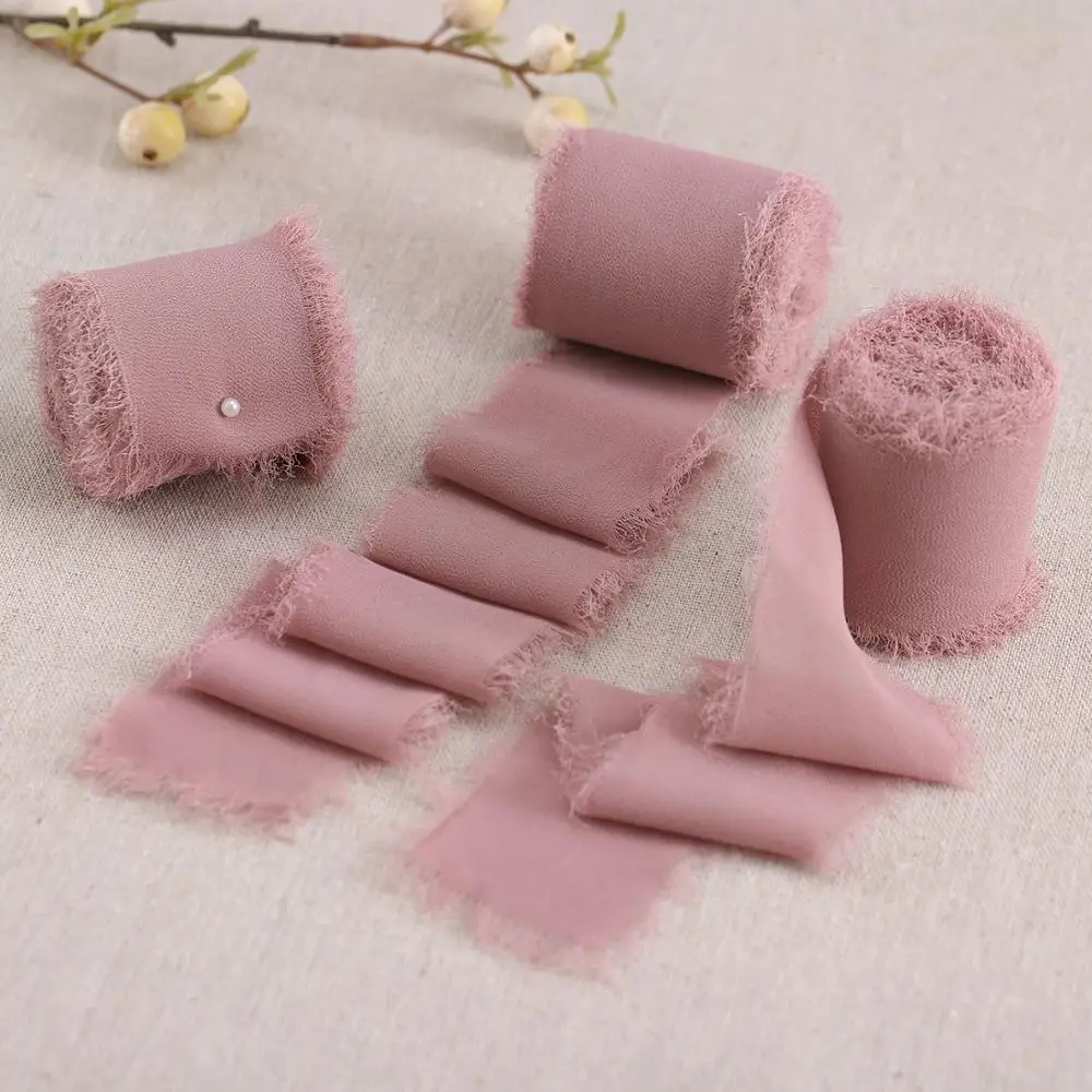 Шифоновая лента ручной работы с бахромой для свадебных приглашений букетов