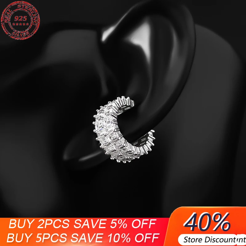 

Зажим для ушей из серебра S925 пробы, однослойный, двойной