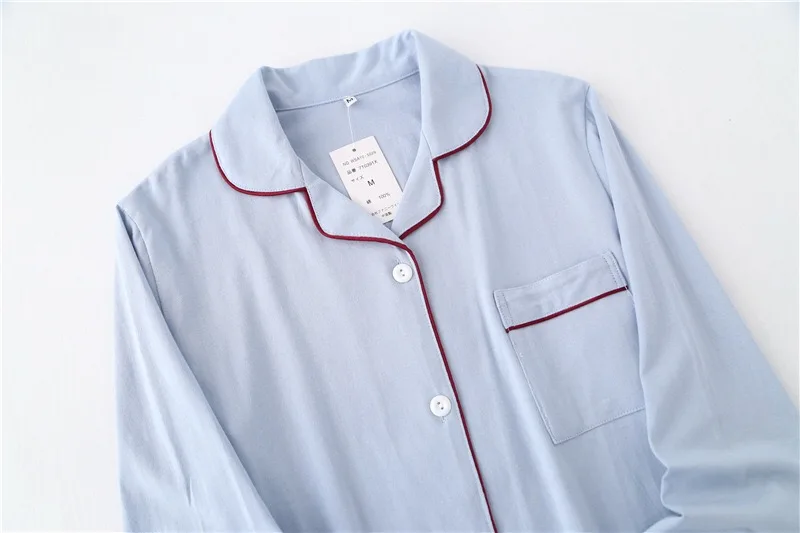 

Casual couple Solid 100% cotton pajamas sets men autumn pijamas long-sleeve sleepwear men pijamas Japanese pyjamas for male