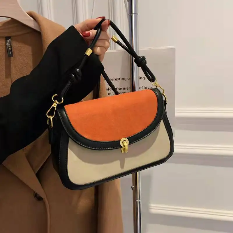 Luxury high-end design brand retro stitching one-shoulder messenger ladies texture bag