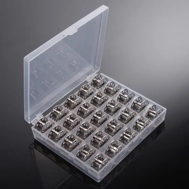 

25 More Style Clothes SupplIies Household Coil Metal Silver Sewing Machine Bobbins Thread Core Spools Multifunction Storage Box