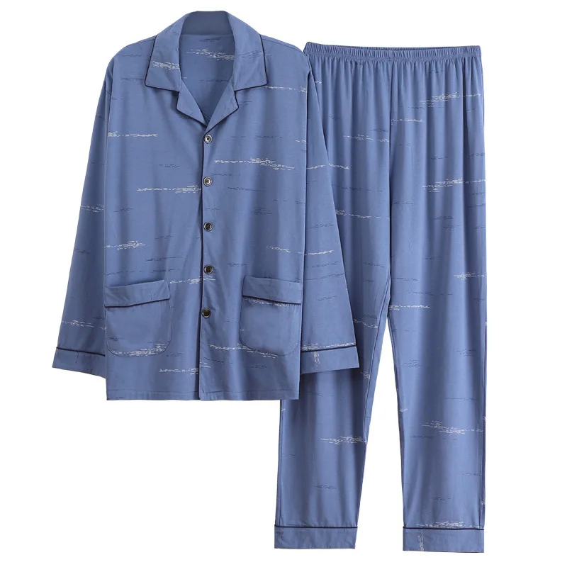 

Pajamas Men's Modal Cotton Long-sleeved Home Service Men's Loose Thin Suit Pijama Hombre Verano Sommeil Tops Pyjama Homme 2020