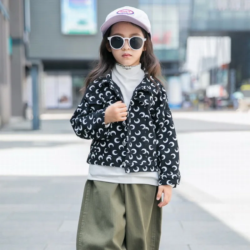 Коллекция 2019 года модное осеннее пальто луна верхняя одежда для девочек черное