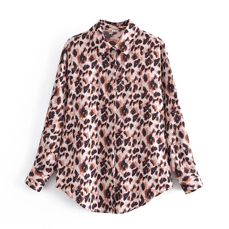 

Женская универсальная рубашка Uniera Za, с отложным воротником и длинным рукавом, с принтом животного, на пуговицах, осень 2021