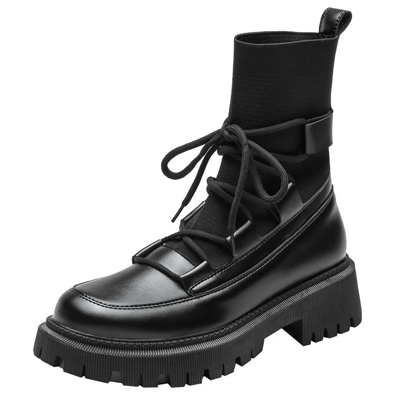 

YTMLDY 2021 Women's Boots Stretch Socks Boot Punk Comfortable Female Shoes Breathable Lace Up Daily Platform Ankle Ladies Boot