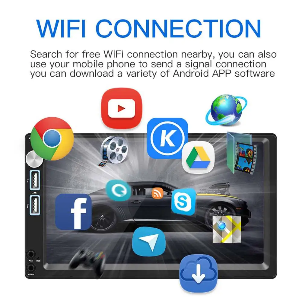 Автомобильный мультимедийный плеер 7 дюймов универсальный BT FM Mirrorlink стерео аудио