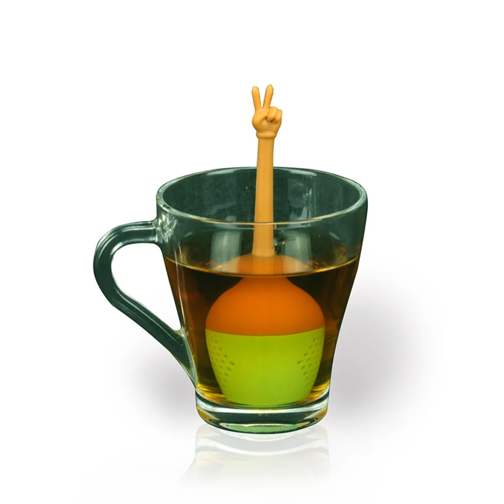 Забавные жесты для заваривания чая ситечко черного FDA класс силиконовый вкладыш