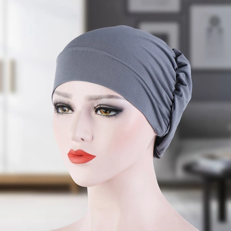 

Casual Women Turban Head Wrap Hat Headwear Headscarf Bonnet Inner Hijabs Cap Muslim Hijab Chemo Hats Turbantes Caps