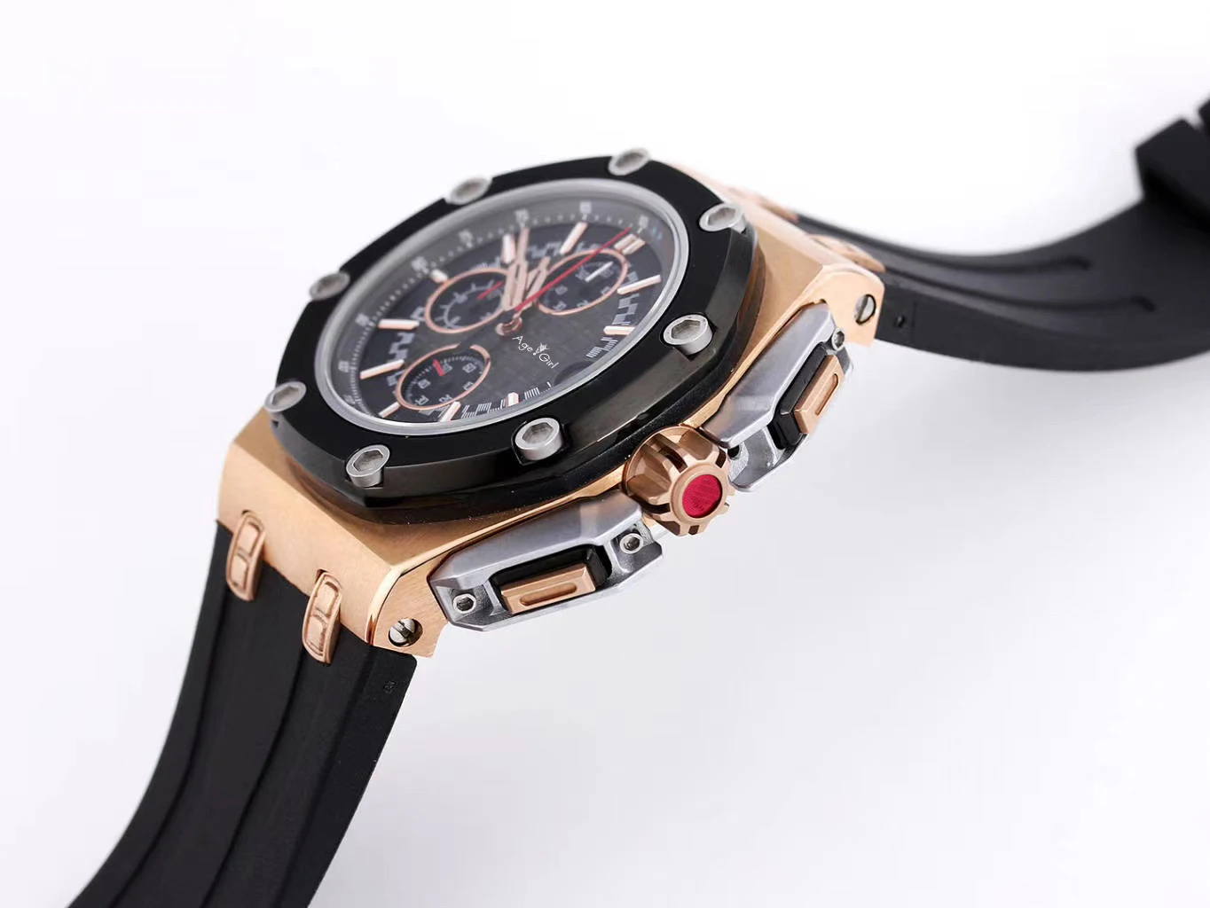 

2020 Luxury Brand New Men Black Rubber Rose Gold Watch Quartz Chronograph Sapphire Glass Bracelet Limited Sport Watches 45mm