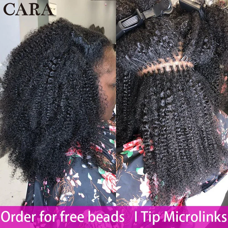 

Afro Kinky Curly Microlinks Hair Extensions 4C Bulk I Tip Human Hair Extensions For Black Women Natural Virgin Hair Bundles CARA