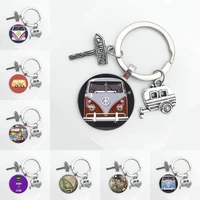 2021 new style hippie peace sign van bus keychain fashion men and women wallet bag car pendant keychain ring holder jewelry 1