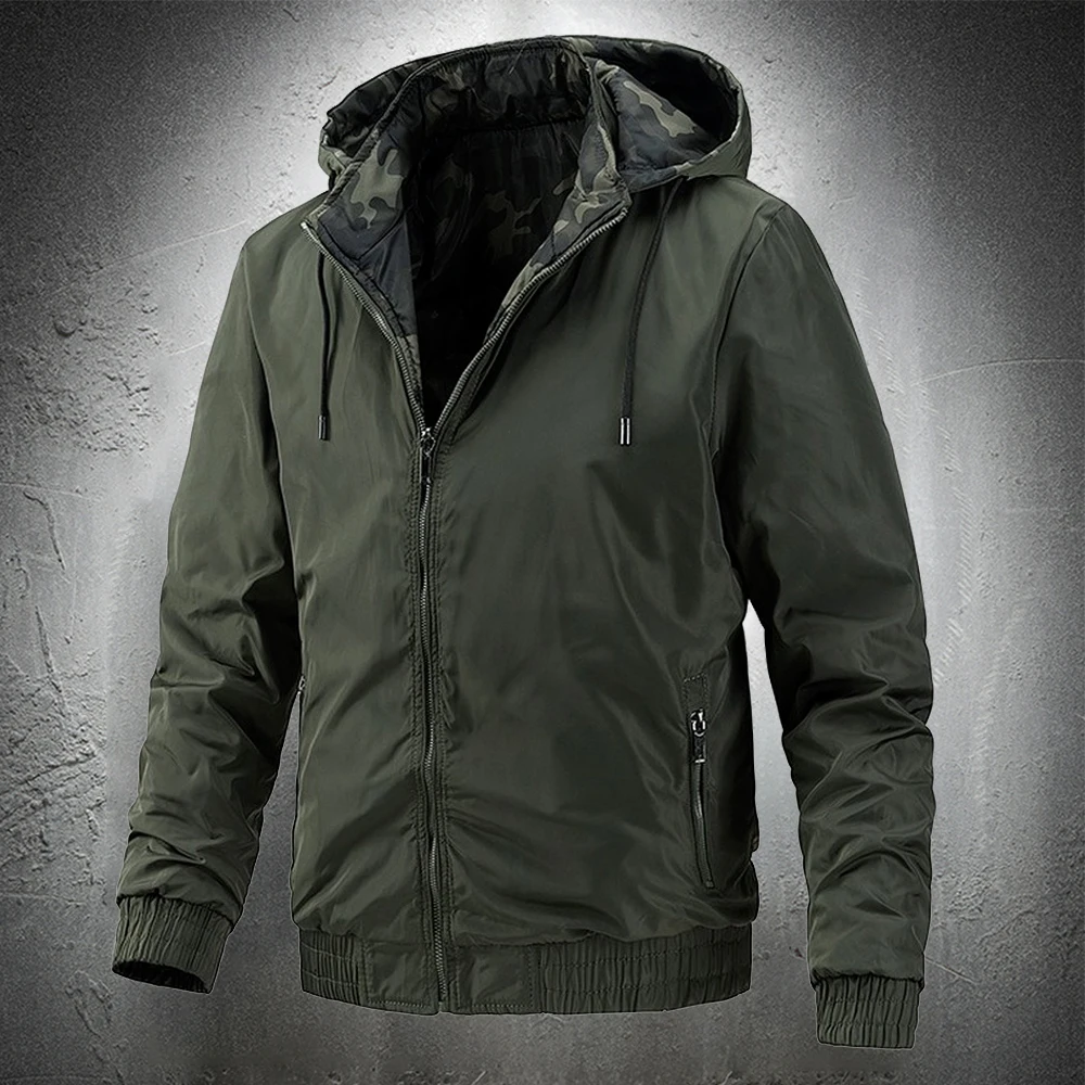 

2021 Men Slim Fit Windbreaker Solid Color Men Hooded Coat Men's Fashion Autumn Jacket Zip Up Jacket Outdoor Coat