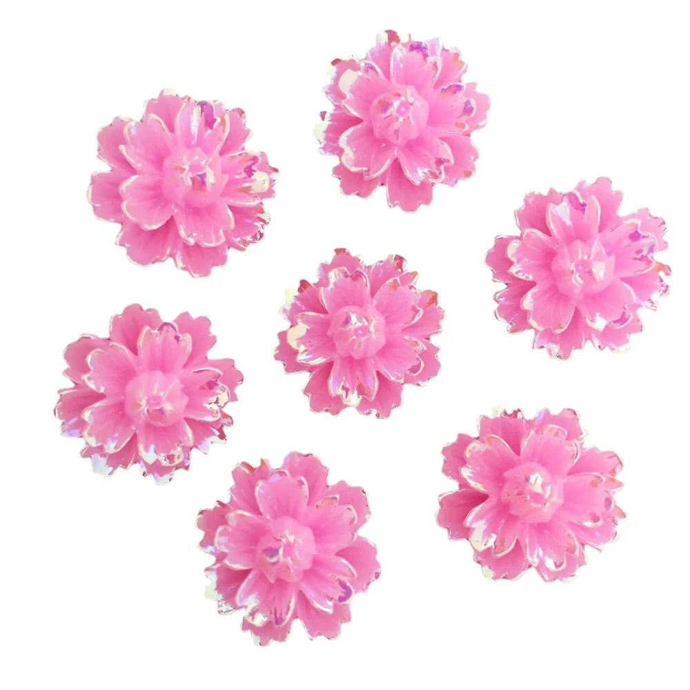 

Shiny Pink 30pcs 18mm AB Resin Flower Flatback Rhinestone Figurines Applique DIY Resin Scrapbook Wedding Ornaments OF007*2