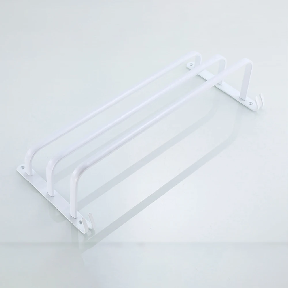 

Towel Hanger Rack 30-60cm Shower Bar Storage Wall Holder Organizer Hook Rail White Aluminum Bath Shelf Bathroom Accessories