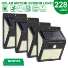 Уличный светильник на солнечной батарее, 228, 144, 100 светодиодов, настенный светильник с пассивным ИК датчиком движения, водонепроницаемый светильник на солнечной батарее для украшения сада