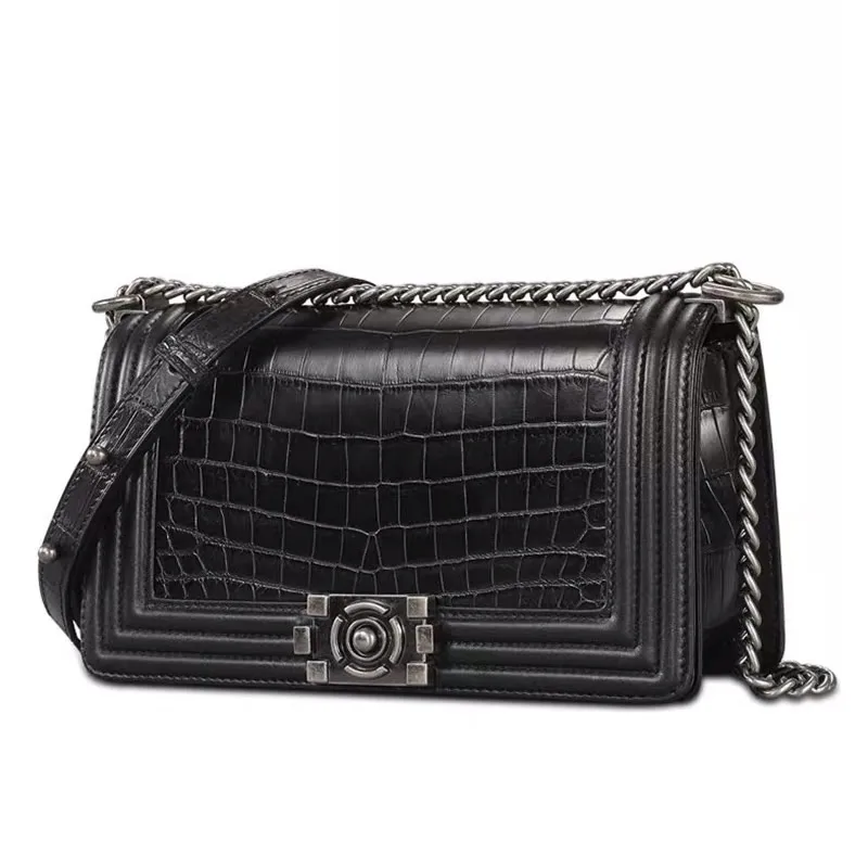 

Women's Genuine Leather Cross handbag,bracelet, chain, small, square