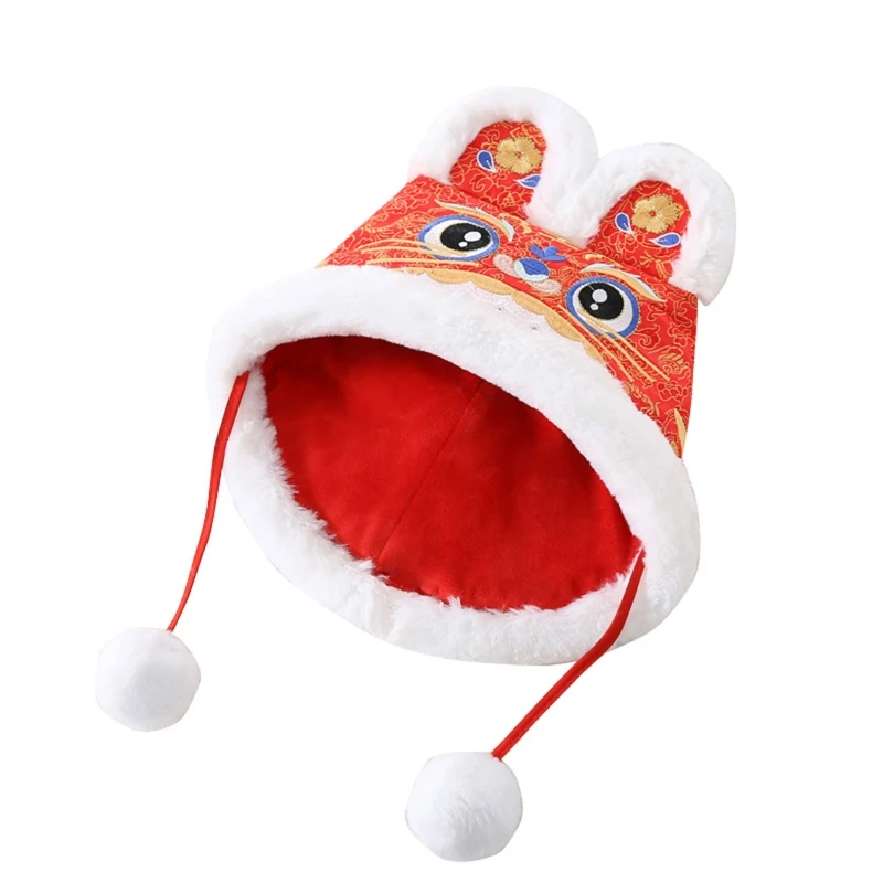 

Fashion Tiger Head Hat Warm Winter Hat Cute Beanie Hat Chinese Style Embroidery Hat Children Girl Boy Hat for New Year