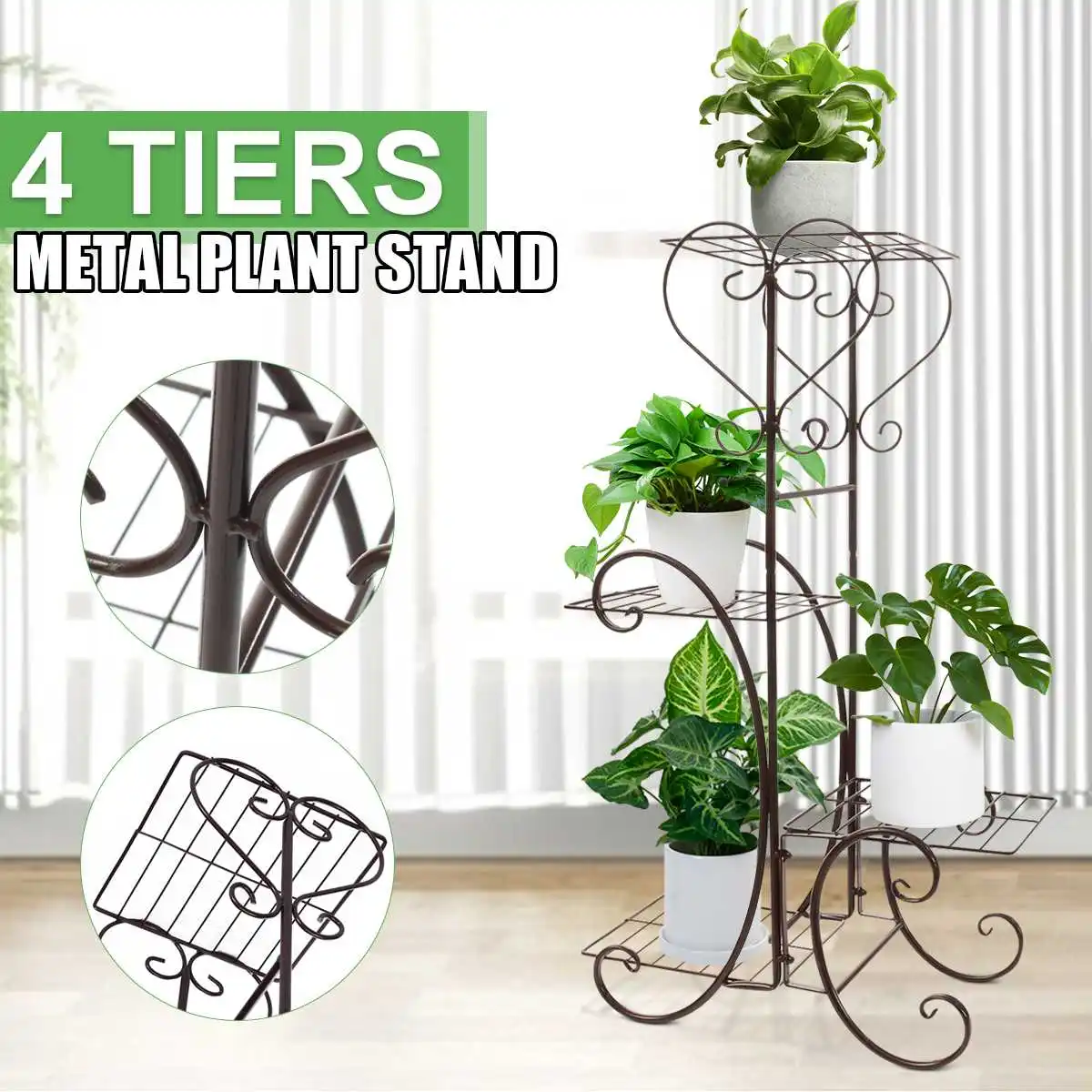 4 tier 4 potted plant stand multiple flower pot holder shelves planter rack storage organizer display for indoor garden balcony free global shipping