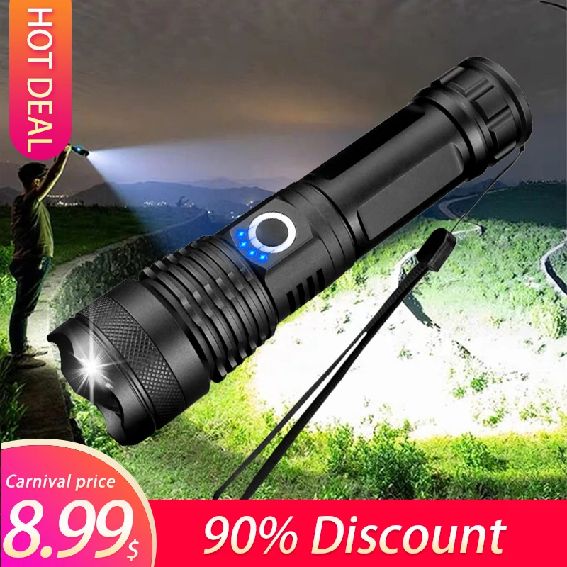 Xhp50.2 светодиодный фонарь самый мощный фонарик usb Zoom СВЕТОДИОДНЫЙ Фонарь xhp50 18650 или 26650 перезаряжаемый аккумулятор для охоты