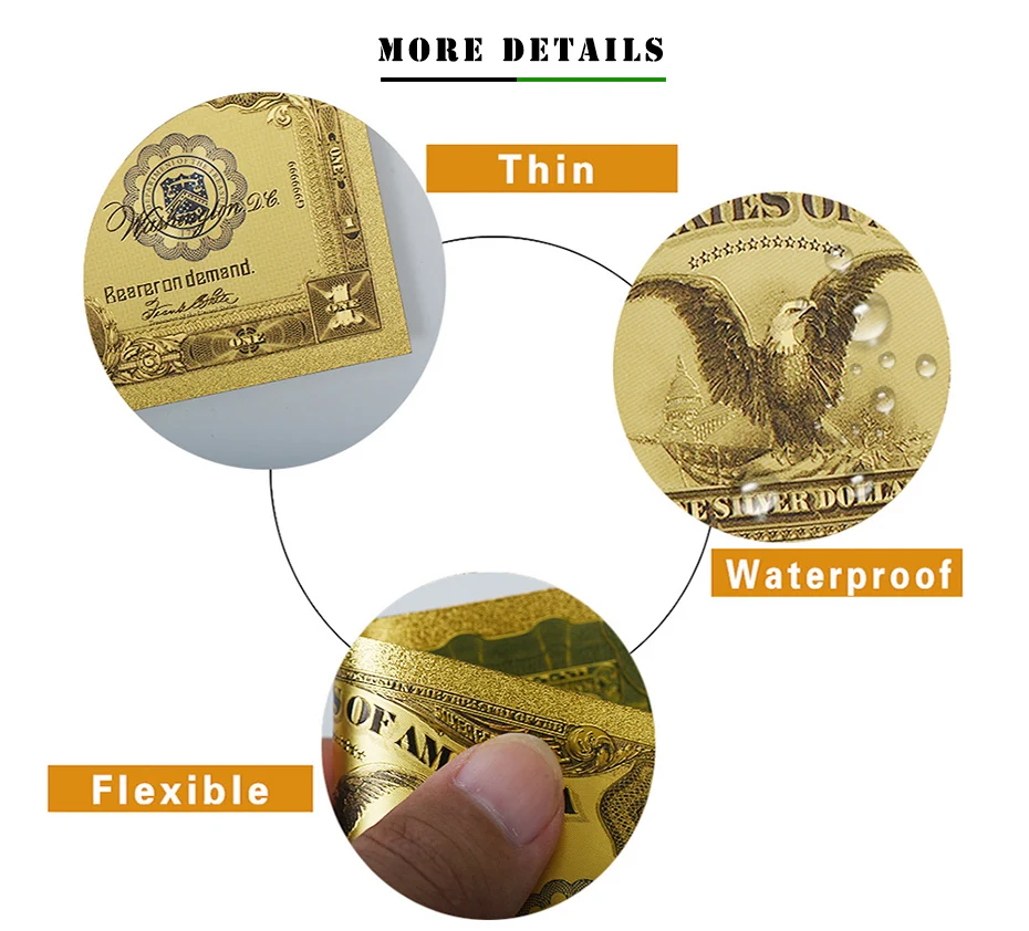 Позолоченная банкнота США 1899 г. американские Золотые купюры за 1 доллар домашний