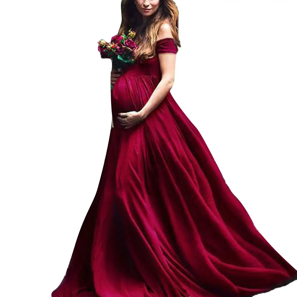 

Solid Maternity Dresses for Photography Pregnancy Clothes Dress Photo Shoot Maternity Clothing Dress Women Clothing