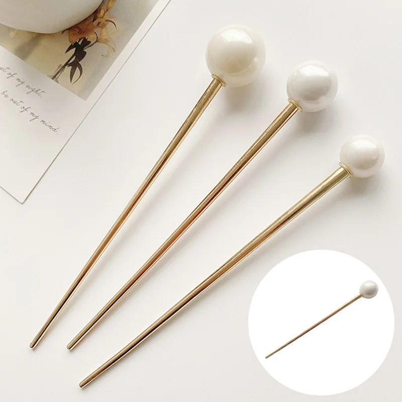 

Korean Retro Metal Pearl Design One Word Hairpin Versatile Temperament Simple And Modern Daily Hair Accessories