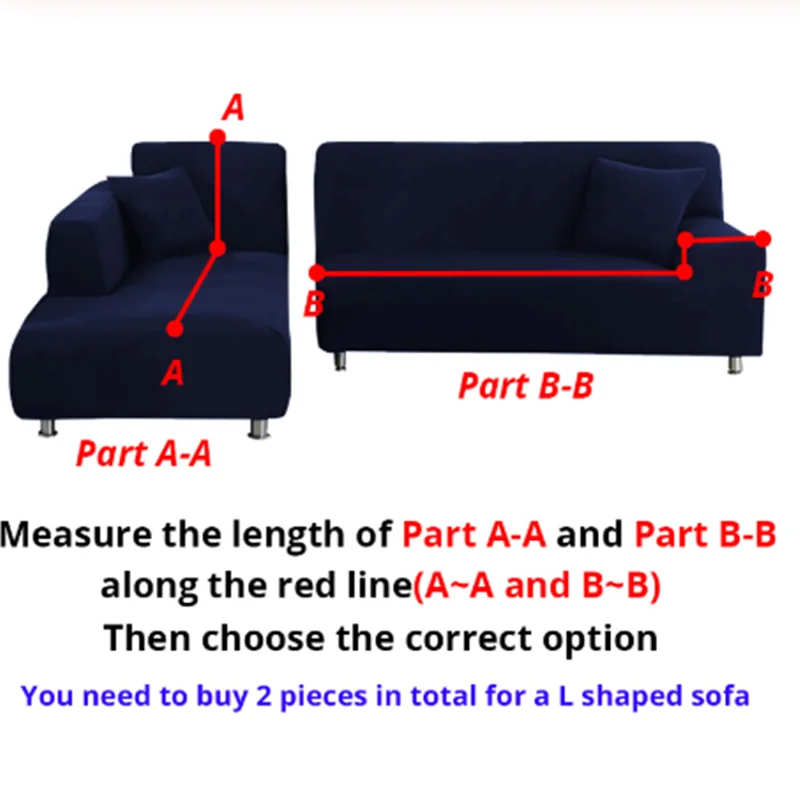 

Elasticity Sofa Cover Extensible Couch Cover SofaCovers Sectional Solid Color 1/2/3/4 Seats L Shape Need Buy 2pcs