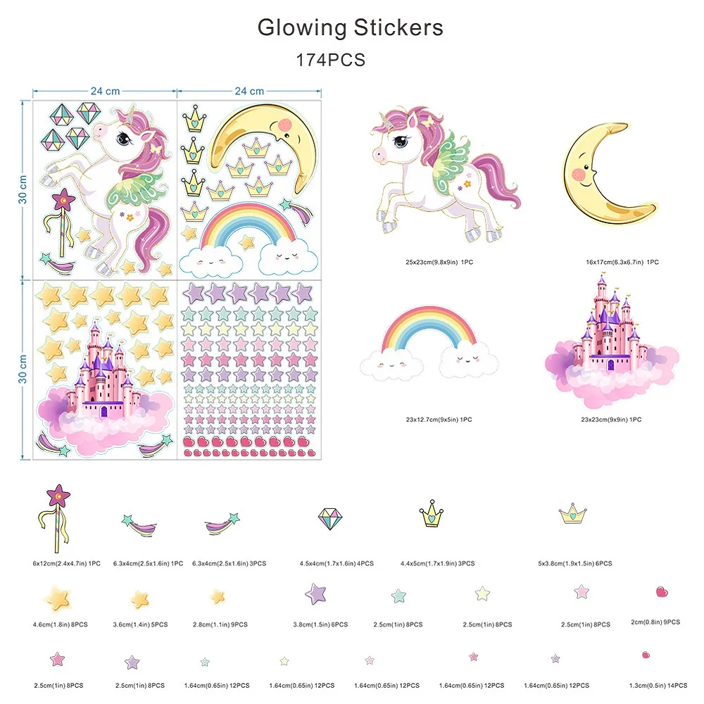 3D световой Цветной Единорог наклейки на стену для детских комнат украшения дома
