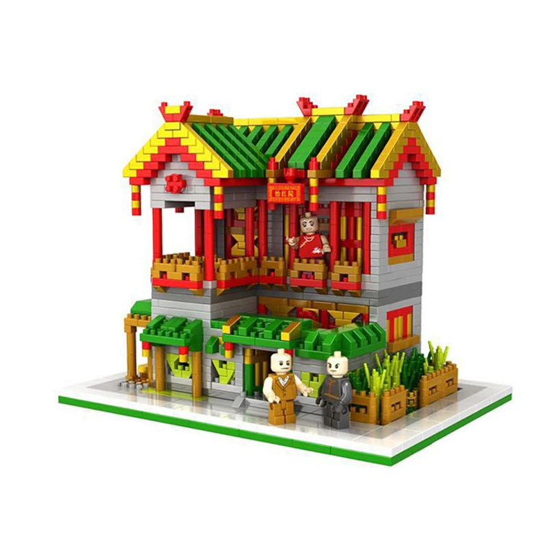 

BS 9909-2 Ancient Architecture Brothel Store Shop 3D Model 1800pcs Mini Building Diamond Small Blocks Toy for Children no Box