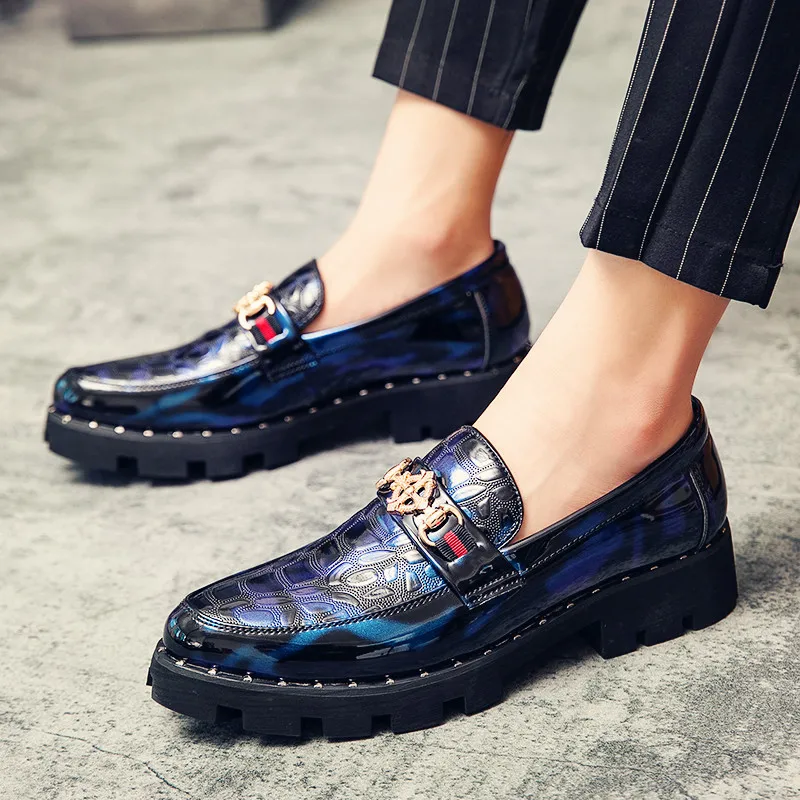 Туфли мужские из натуральной кожи роскошные брендовые без застежки формальные