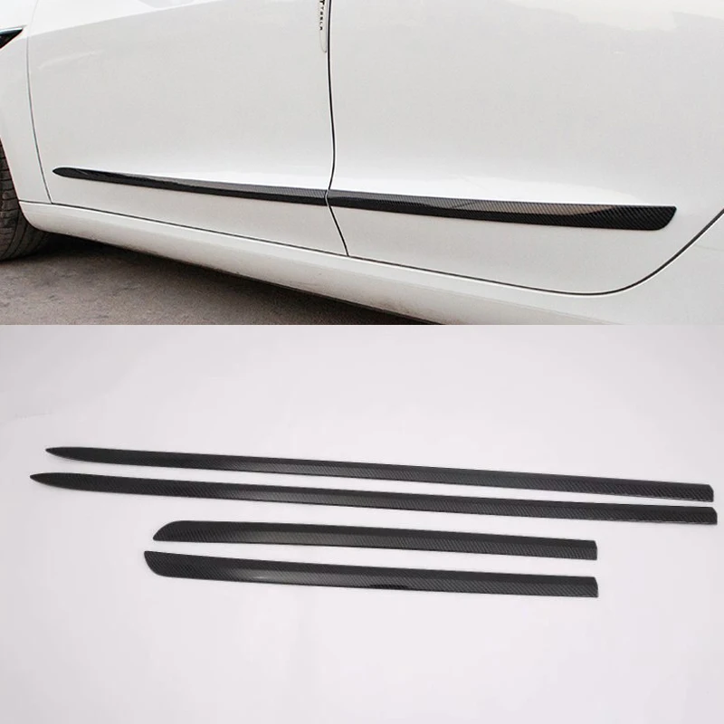 

Для Tesla модель 3 4 шт. ABS хромированный автомобильный экстерьер автомобиля отделка кузова, молдинг на боковые двери литье аксессуары боковая крышка Накладка