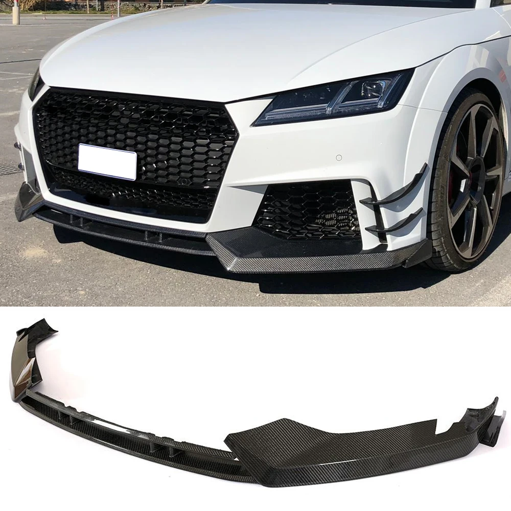 Углеродного волокна/FRP черный бампер передний спойлер для Audi TTRS MK3 2016 2017 2018