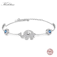 kaletine luck elephant evil eye bracelets for women 925 sterling silver blue stones crystal mens bracelets 2018 handmade jewelry