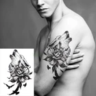 Водостойкая временная татуировка-наклейка, Волчья Голова, птица, животное, цветок, тату, черная флэш-тату, искусственная Большая татуировка для мужчин и женщин