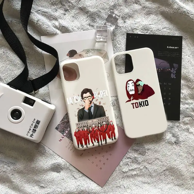 

Money Robbery Paper House Phone Case Candy Color for iPhone 6 7 8 11 12 s mini pro X XS XR MAX Plus