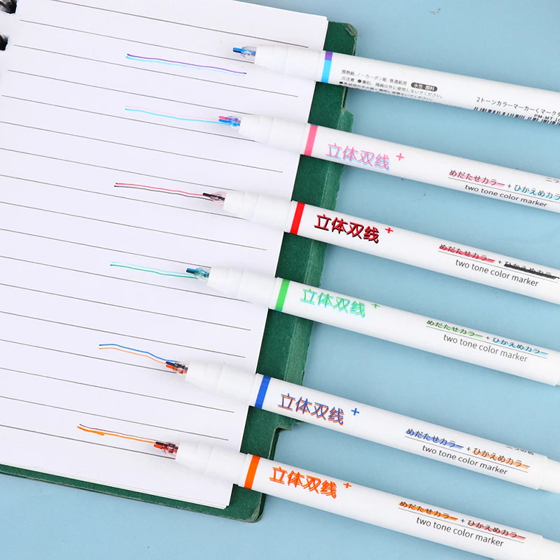 

1Pc Two-color Line Gel Pen Art Drawing Graffiti Pen Reading Marker Stationery