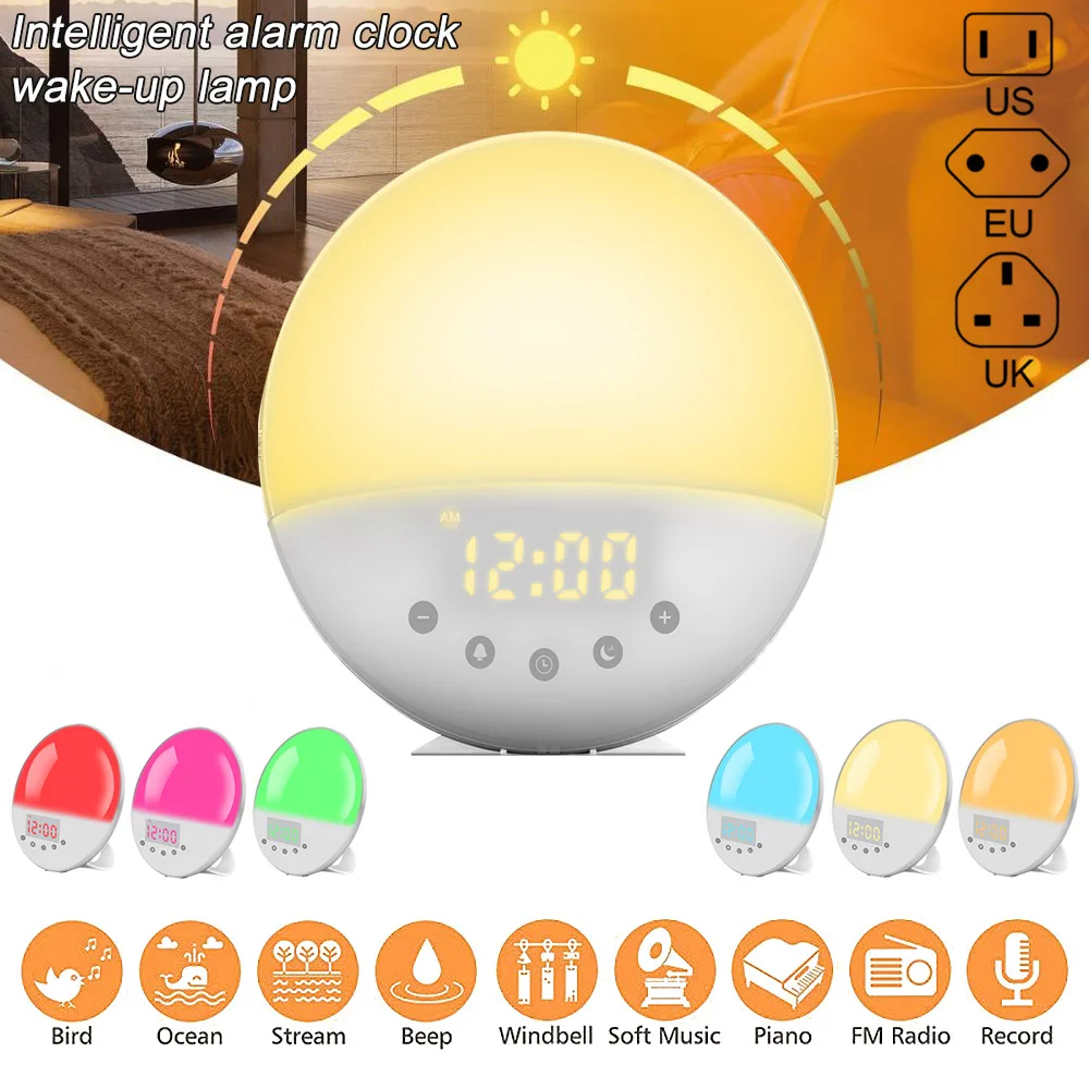 

Intelligent Simulation Sunrise And Sunset Wake Up And Sleep Aid Atmosphere FM Radio Dual Alarm Clock Wake-Up Light